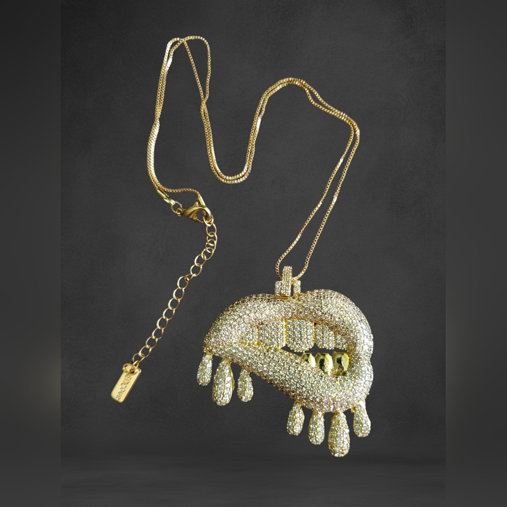 Dripping Lips - Mouth Pendant Necklace